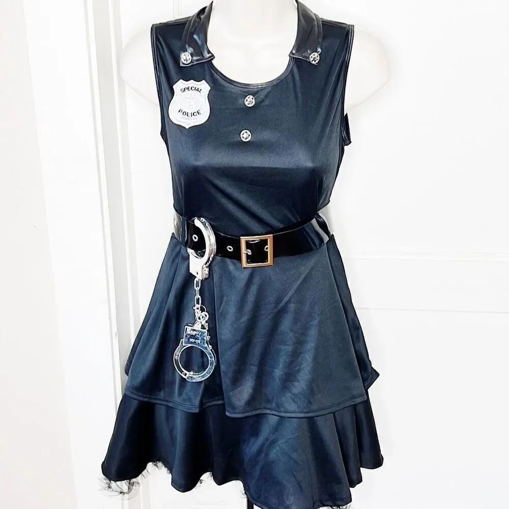 Dreamgirl Cutie Cop Halloween Costume 3 Piece Nwt Police Officer Size large Juni